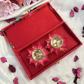 Vriksham Sacred Cow & Lotus Print Diya Decorative Gift Box (Set of 2)-RG358